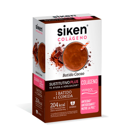 SIKEN SUSTITUTIVE BATIDO COLAGENO CACAO 6 SOBRES - 1