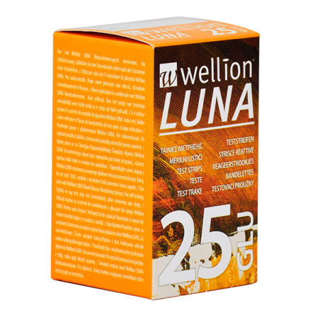 WELLION LUNA TIRAS REACTIVAS GLUCOSA 25 UD