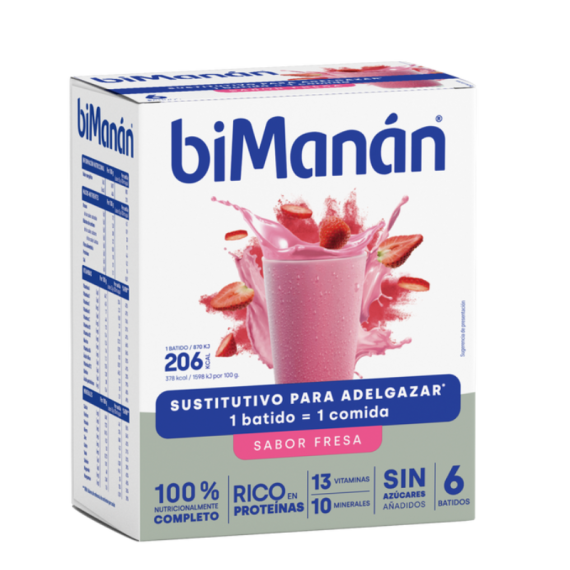 Bimanan Sustitutivo Batido Fresa 6 Sobres