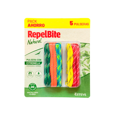 RepelBite Natural Pulsera Citronela 5 Ud