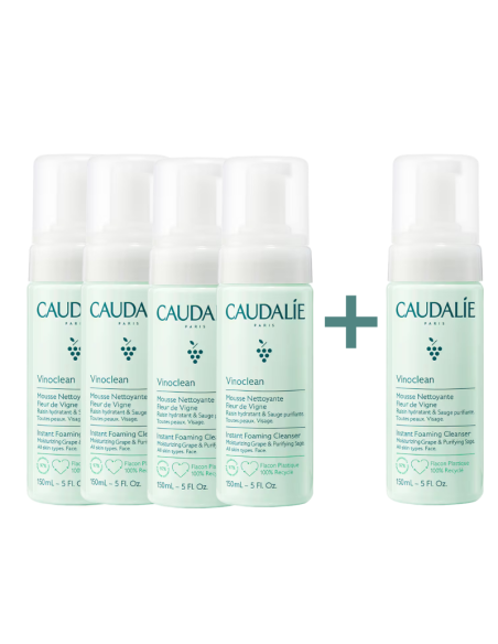 Caudalie Vinoclean Espuma Duplo x2+1 -Pack Ahorro