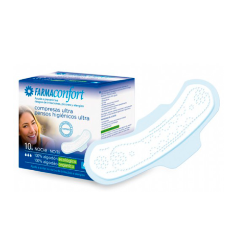 FARMACONFORT COMPRESAS ULTRAFINAS 100% ALGODON NOCHE ALAS 10 U - 1