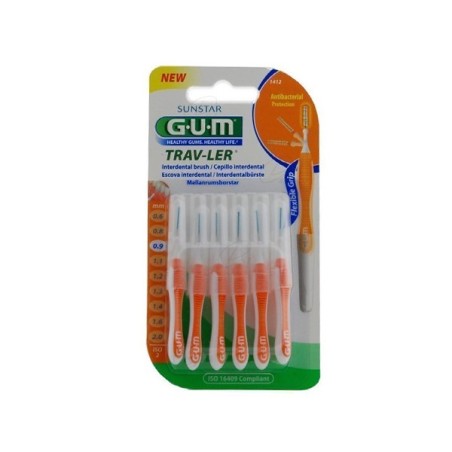 GUM CEPILLO INTERDENTAL VIAJE ULTRAFINO 0.9 MM CILINDRICO 6U - 1